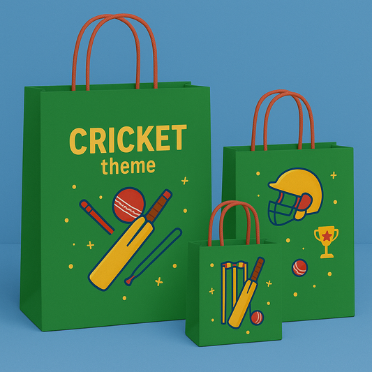 Cricket Theme Paper Carry Bags for Return Gifts - PARTYFOXX 