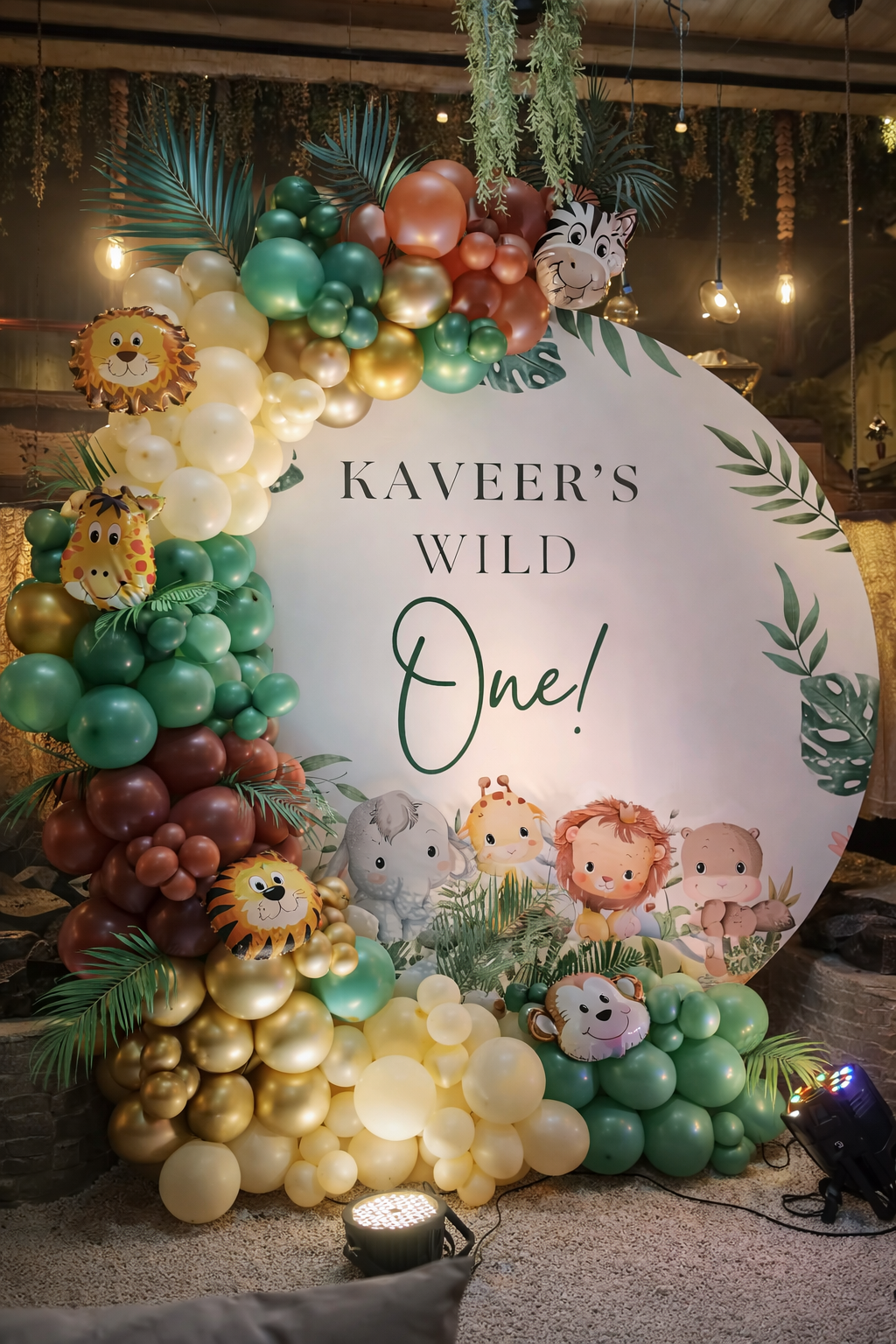 Wild One Jungle Theme Birthday Party Ring Backdrop Decoration - PARTYFOXX 