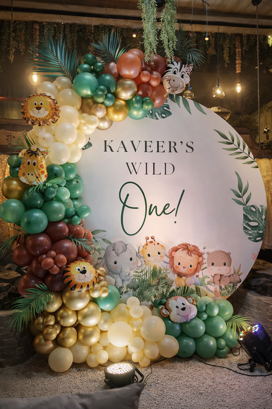 Wild One Jungle Theme Birthday Party Ring Backdrop Decoration - PARTYFOXX 