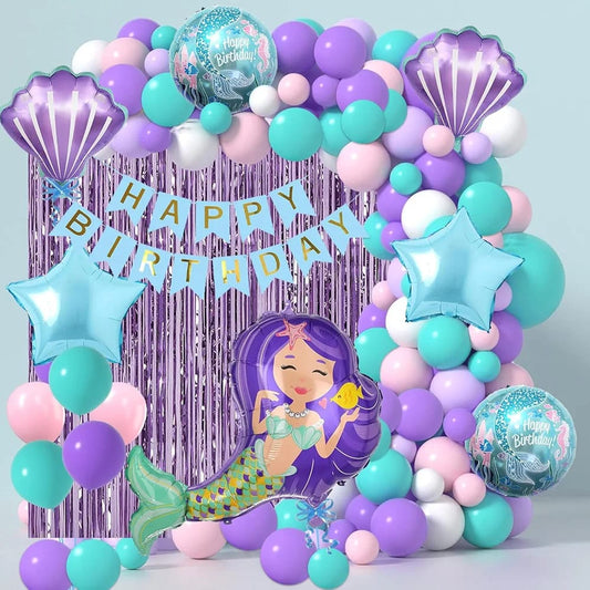 Birthday Decoration Kit for Home — Mermaid Theme - PARTYFOXX 