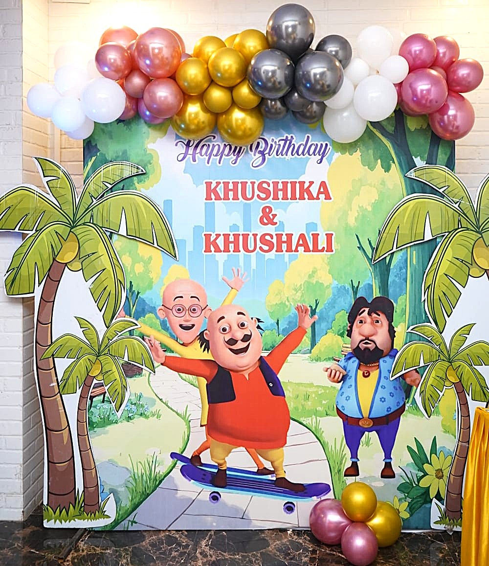 motu & Patlu Theme Birthday Party Ring Backdrop