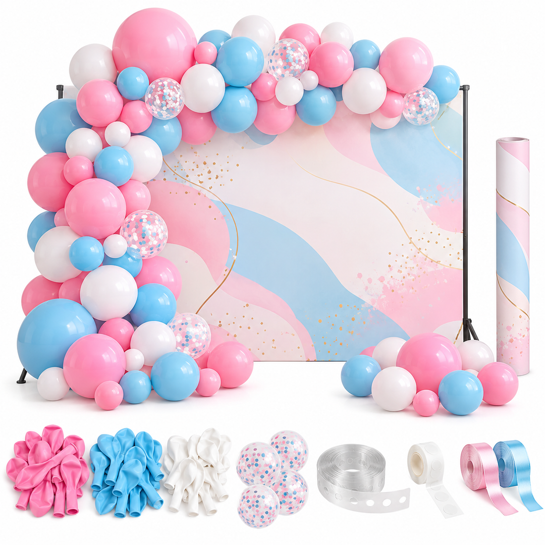 Generic reference image of a birthday balloon decoration kit with backdrop
