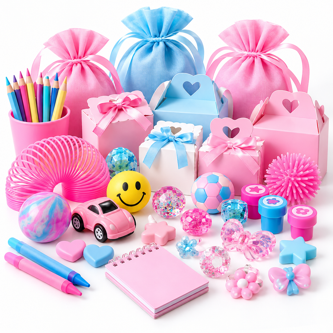 Generic reference image of colourful birthday return gifts and party favours