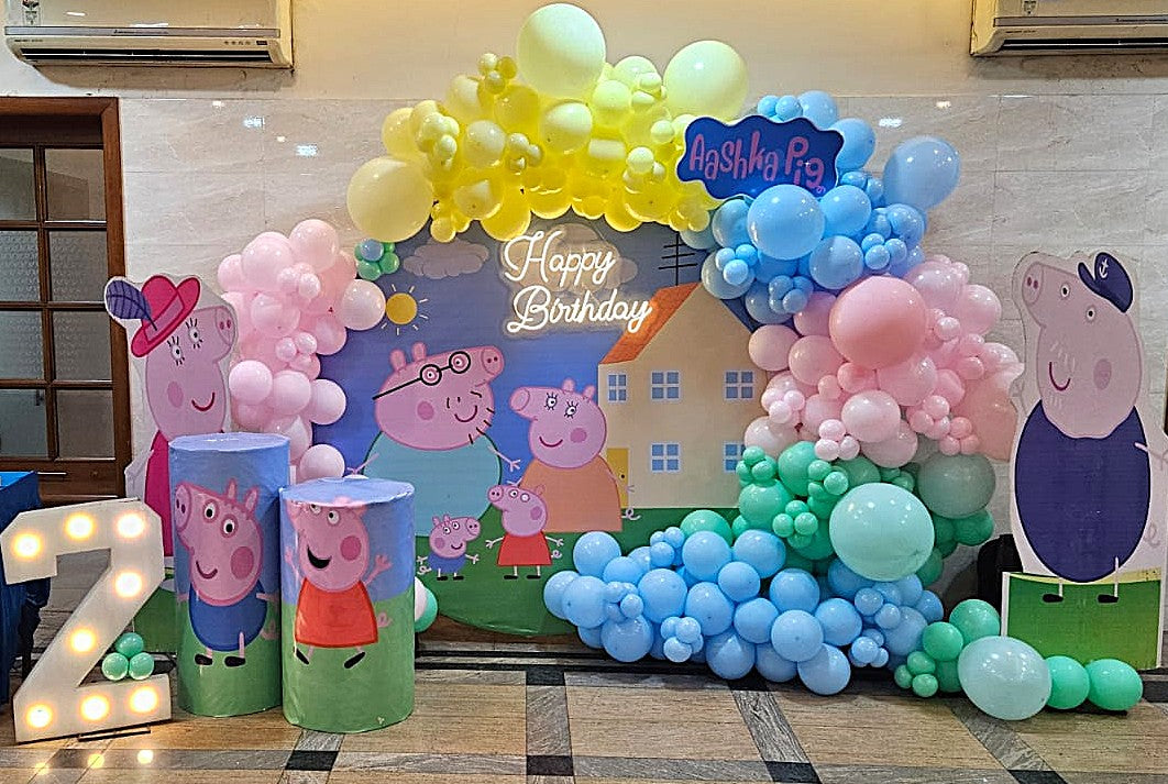 Peppa Pig Theme Birthday Party Ring Backdrop - PARTYFOXX 