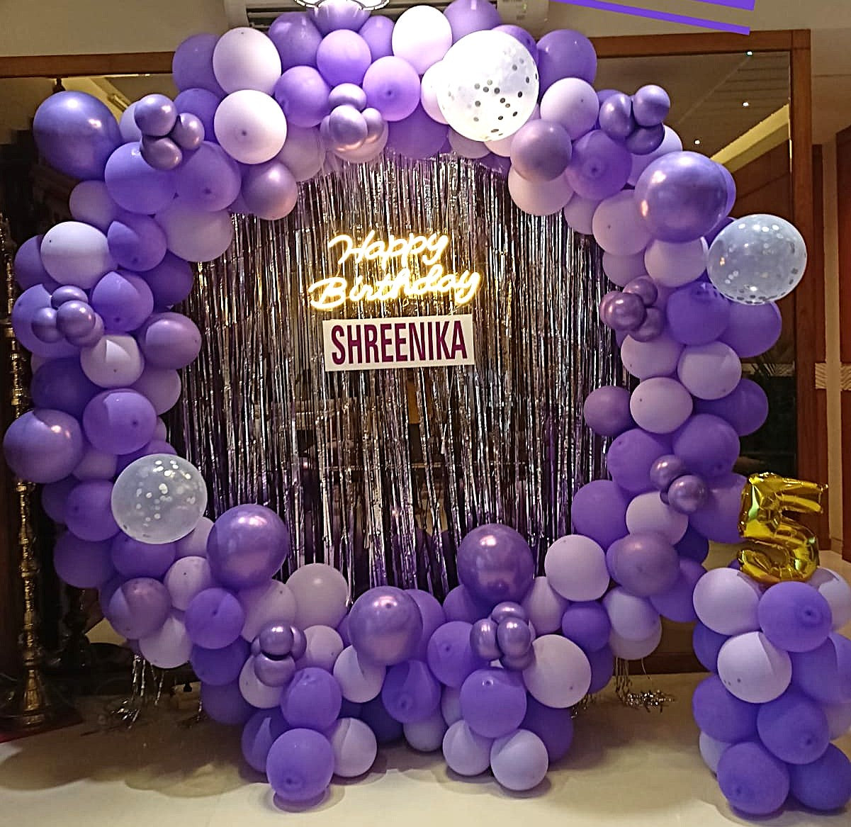 Purple Theme Birthday Party Ring Backdrop