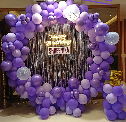 Purple Theme Birthday Party Ring Backdrop
